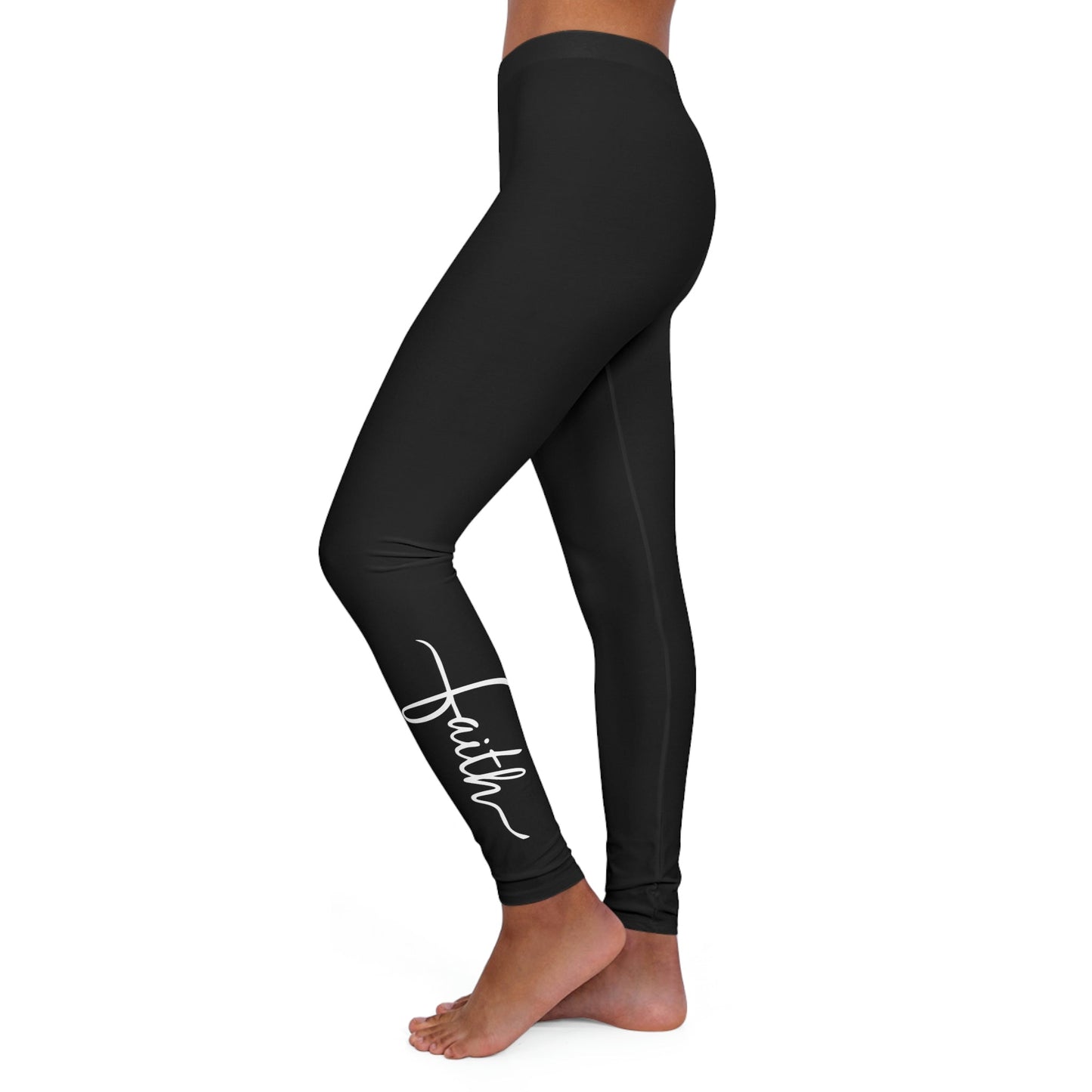 Womens Black Fitness Leggings, Faith Christian Inspiration