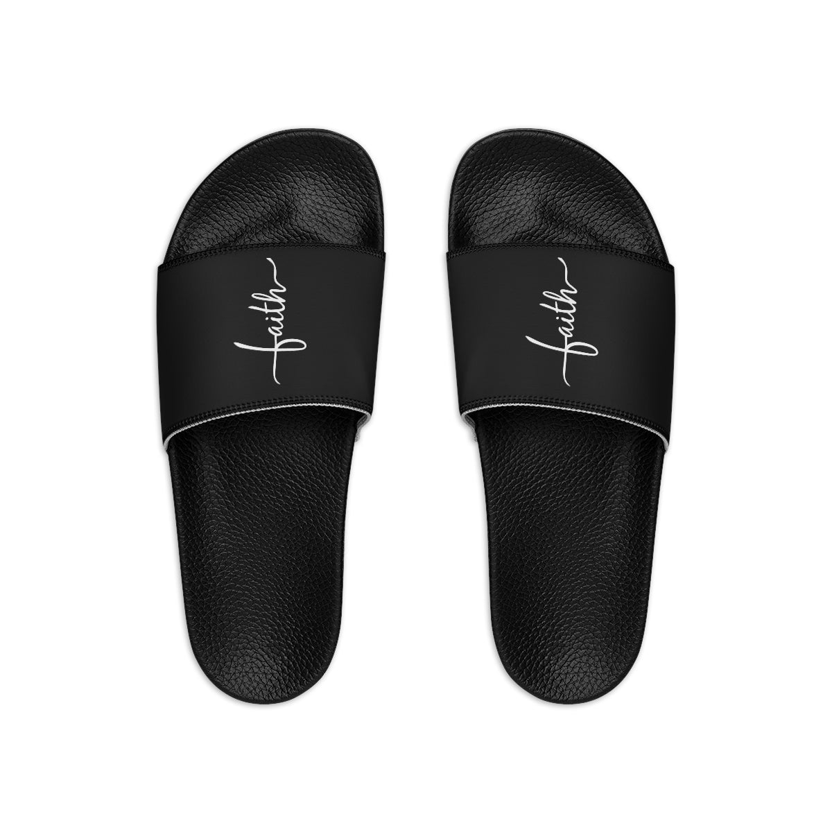 Mens Black Slide Sandals, Faith Christian Inspiration