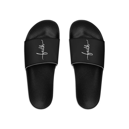 Mens Black Slide Sandals, Faith Christian Inspiration