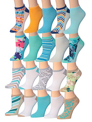 Tipi Toe Women's 20 Pairs Colorful Patterned Low Cut/No Show Socks