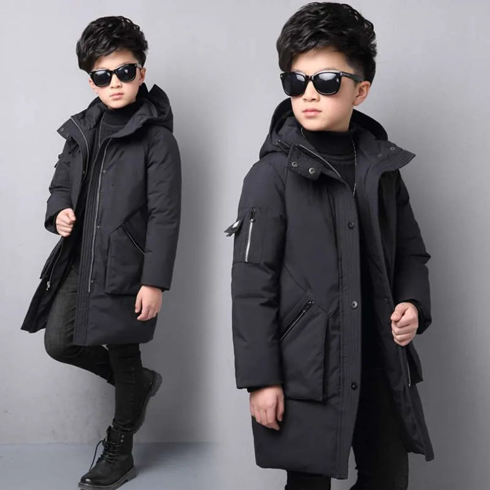 -30 degree children clothing boy clothes warm winter down cotton jacket Hooded coat Teen thicken outerwear kids waterproof parka