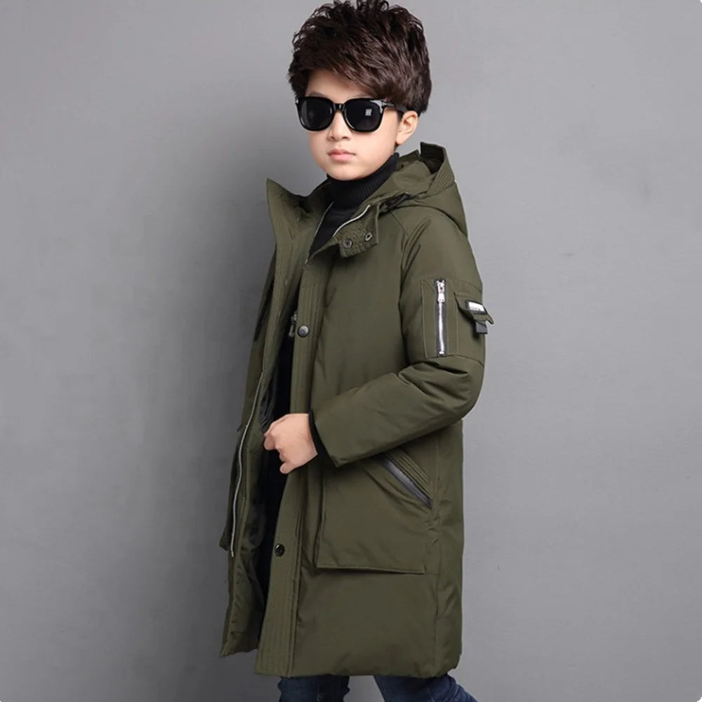 -30 degree children clothing boy clothes warm winter down cotton jacket Hooded coat Teen thicken outerwear kids waterproof parka