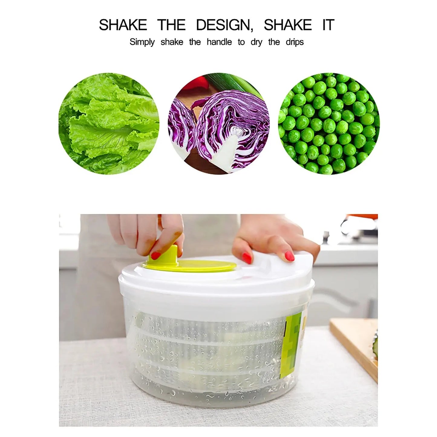 Salad Spinner- Wash Spin & Dry Salad Greens Easy Multi-Use Lettuce Spinner Vegetable Dryer Fruit Washer