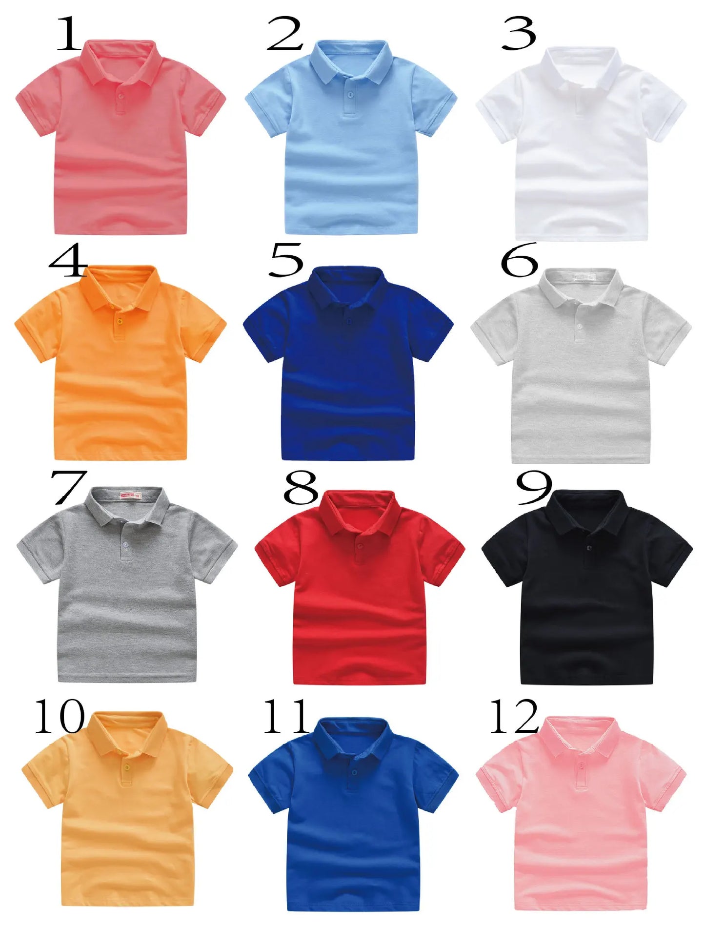 Summer Baby Boys Short Sleeve Solid Polo T-shirt Kids Cotton Clothes Toddler Girls Classical Polos T Shirt Tops School Uniform