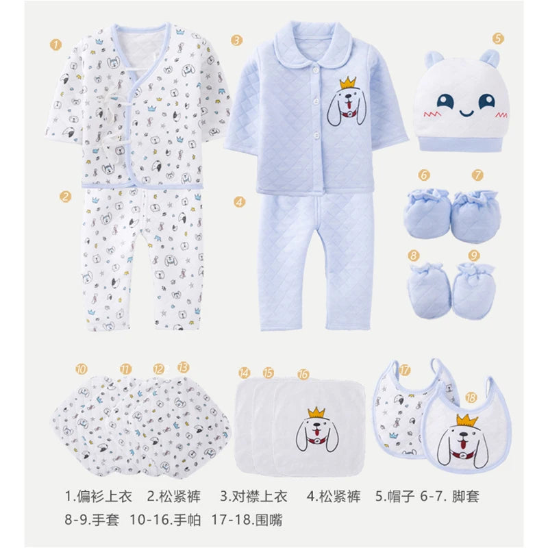 18pcs/set Newborn Clothes Suits 0-6M BabyToddler Clothing Sets Boys Girls Suit Cotton No Box