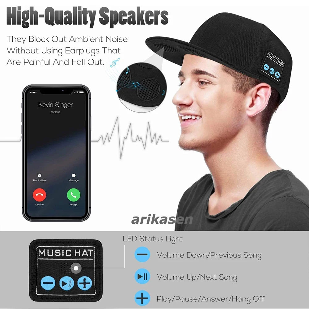 Hat with Bluetooth Speaker Adjustable Wireless Smart Speakerphone Cap for Outdoor Sport Wireless Bluetooth Baseball Cap with Mic