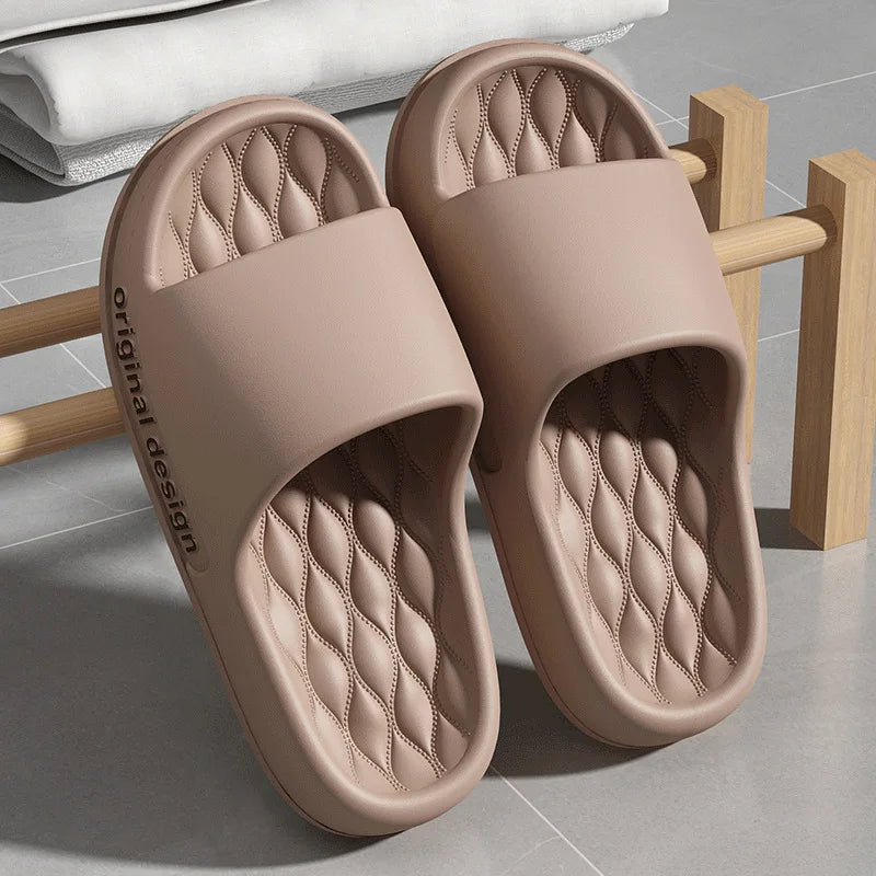 Bebealy New Women Letter Slippers Casual Beach Slippers Solid Color Mens House Shoes 2024 Summer Indoor Bathroom Anti Slip Shoes