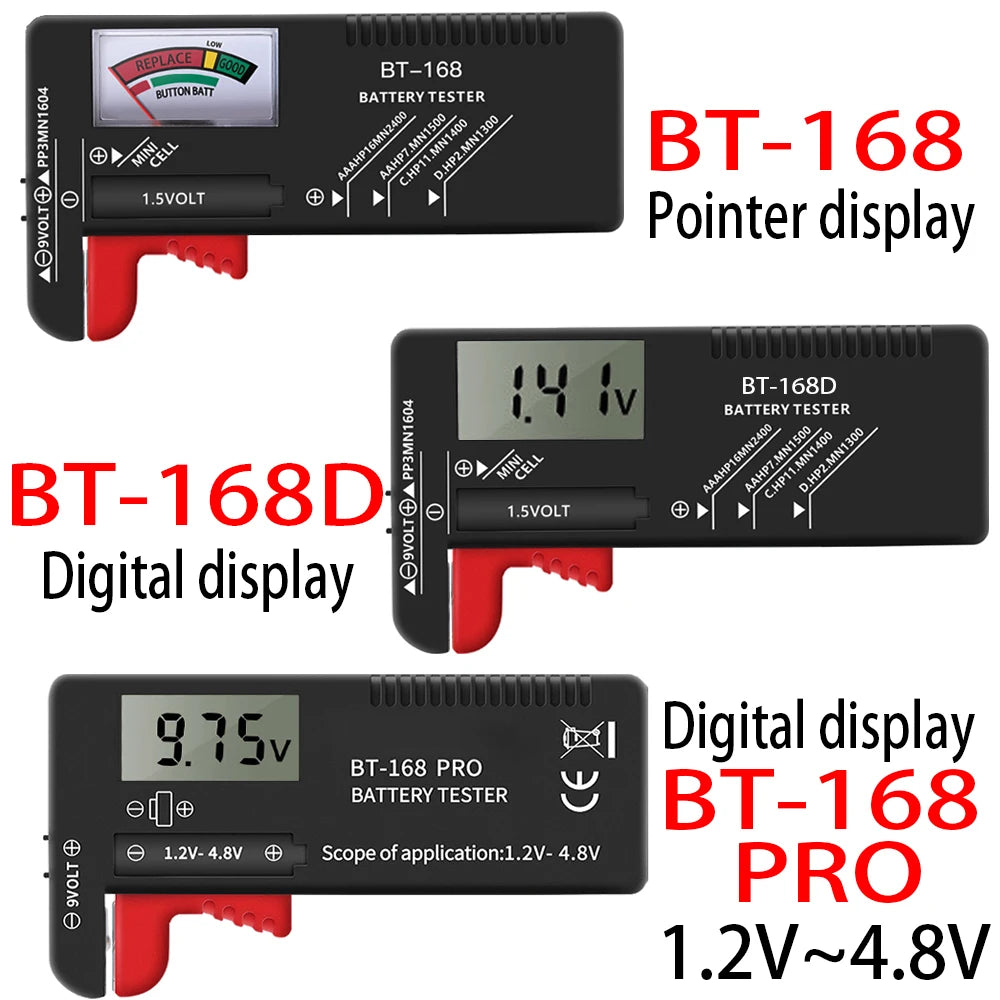 BT-168 AA/AAA/C/D/9V/1.5V batteries Universal Button Cell Battery Colour Coded Meter Indicate Volt Tester Checker BT168 Power