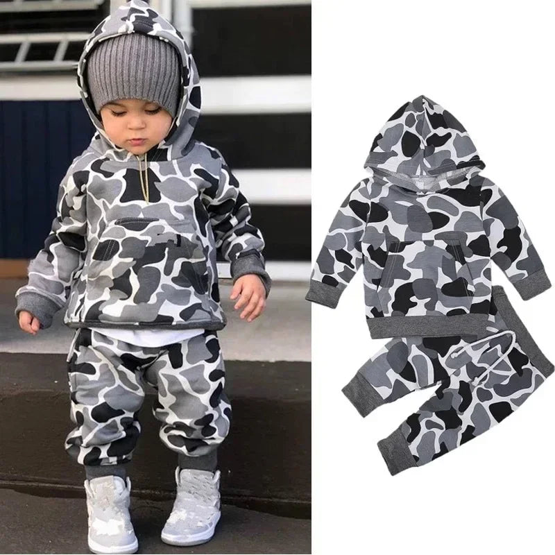 Autumn Winter Baby Boys Girls Clothes Set Camouflage Hoodies Pullover and Pants 2 Pieces Suit Kid Sport Jogger Sweatshirt Outfit