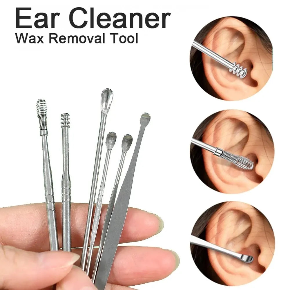 6PCS Ear Cleanser Spoon Health Care Earpick Ear Cleaner Wax Removal Tool Earpick Sticks Earwax Remover Curette Ear Pick Cleaning