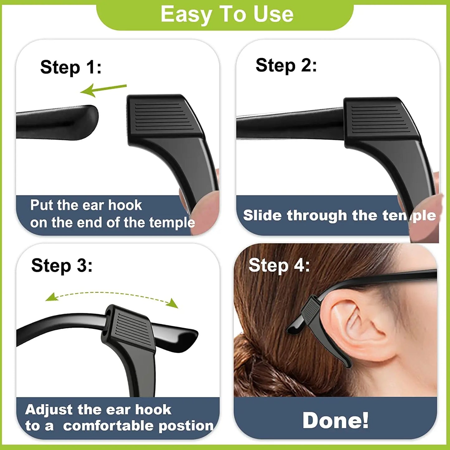 Anti Slip Ear Hook Eyeglass Eyewear Accessories Eye Glasses Silicone Grip Temple Tip Holder Spectacle Eyeglasses Grip