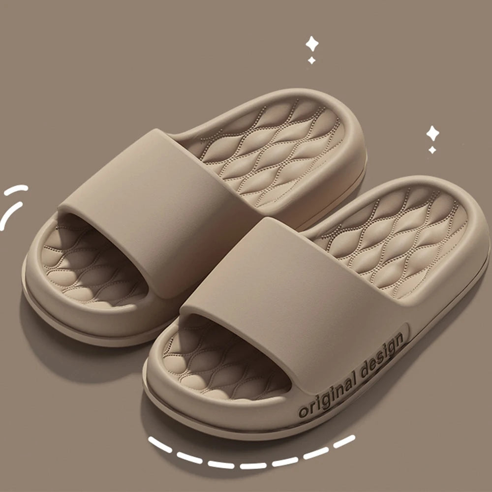 Bebealy New Women Letter Slippers Casual Beach Slippers Solid Color Mens House Shoes 2024 Summer Indoor Bathroom Anti Slip Shoes