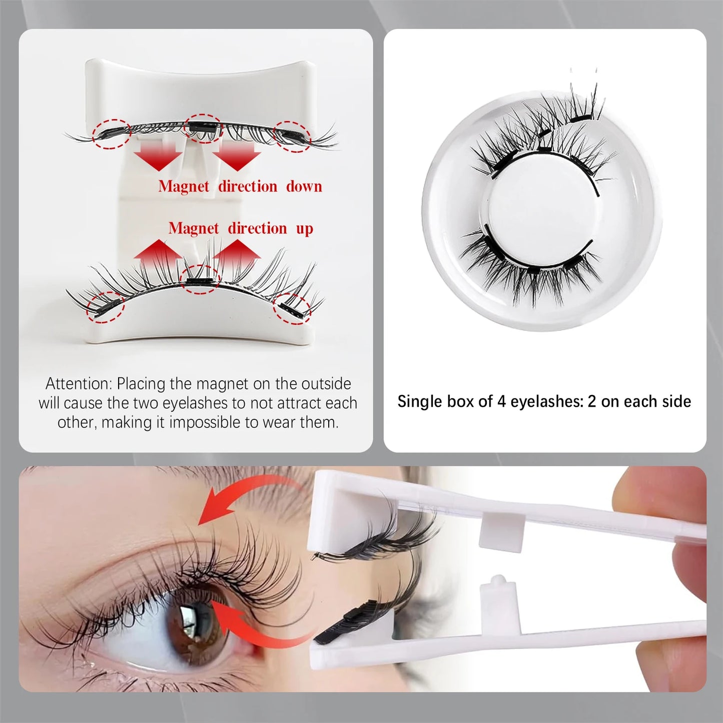 3 Magnets Magnetic Eyelashes Reusable Natural Wispy Magnetic False Eyelashes No Glue Needed Magnet Lashes with Applicator