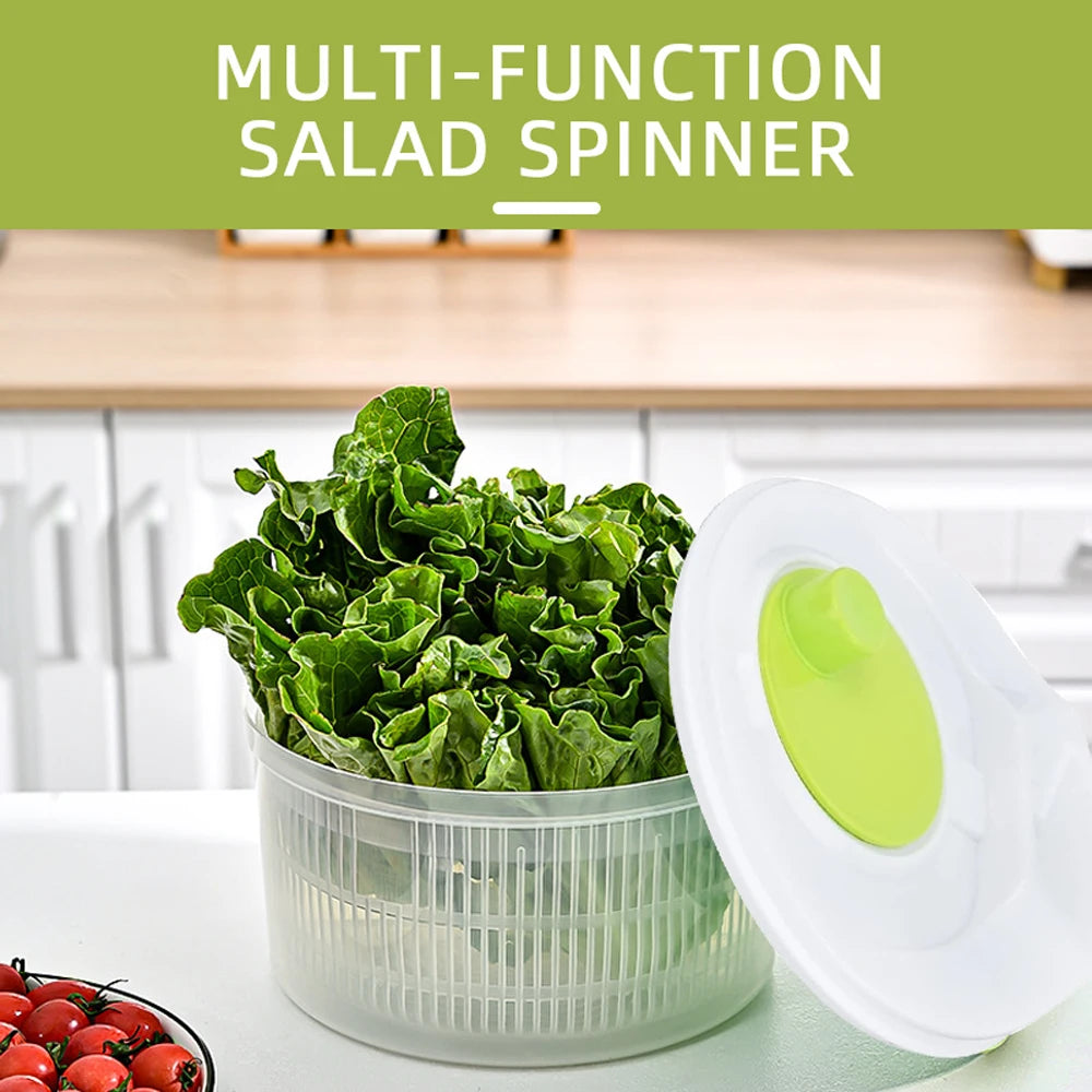 Salad Spinner- Wash Spin & Dry Salad Greens Easy Multi-Use Lettuce Spinner Vegetable Dryer Fruit Washer