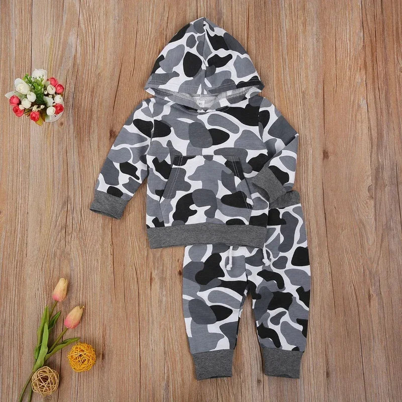 Autumn Winter Baby Boys Girls Clothes Set Camouflage Hoodies Pullover and Pants 2 Pieces Suit Kid Sport Jogger Sweatshirt Outfit