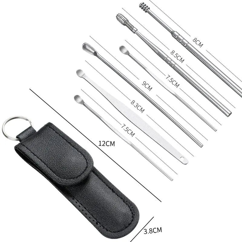 6PCS Ear Cleaner Wax Removal Tool Earpick Sticks Earwax Remover Curette Ear Pick Cleaning Ear Cleanser Spoon Health Care Earpick