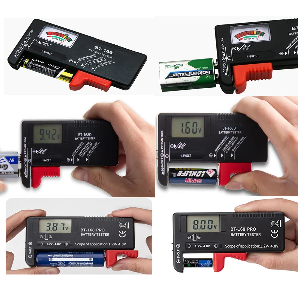 BT-168 AA/AAA/C/D/9V/1.5V batteries Universal Button Cell Battery Colour Coded Meter Indicate Volt Tester Checker BT168 Power