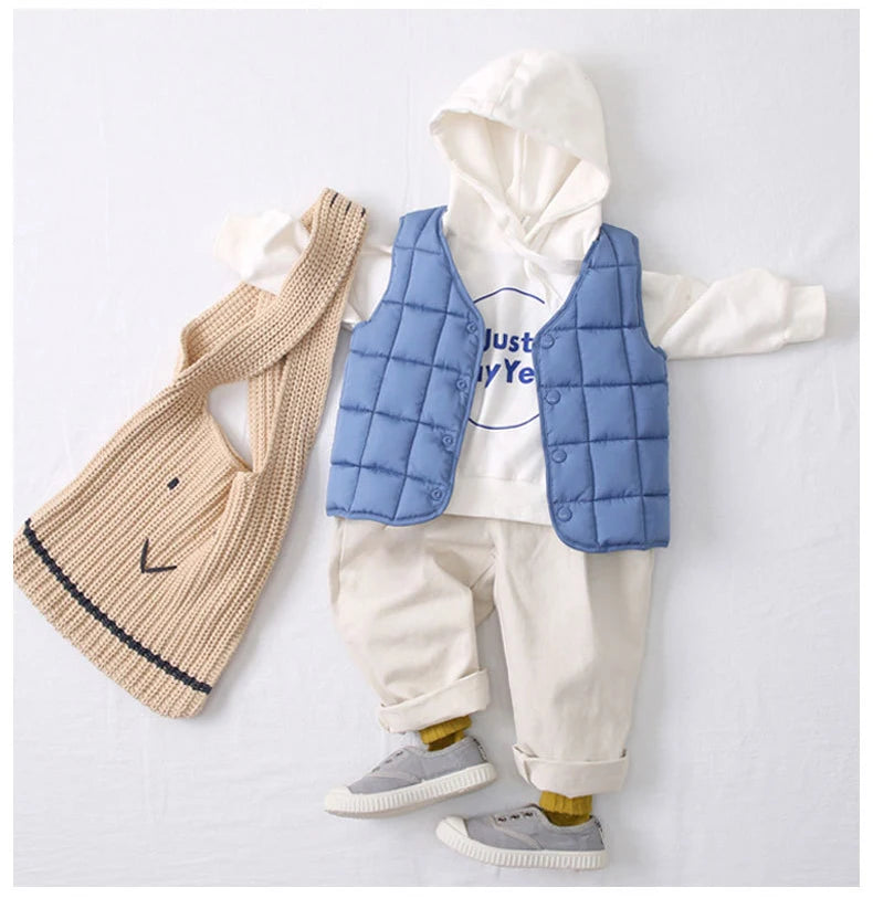 2024 Winter Baby Boys Vests Coats Warm Waistcoats for Toddler Girls Autumn Child Solid Color Vests Unisex Kids Clothes 1-8 Year