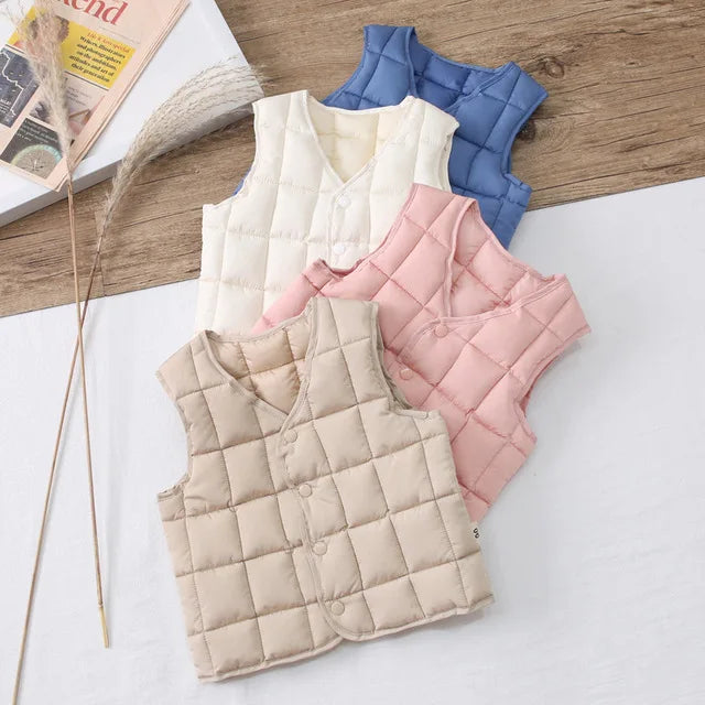 2024 Winter Baby Boys Vests Coats Warm Waistcoats for Toddler Girls Autumn Child Solid Color Vests Unisex Kids Clothes 1-8 Year