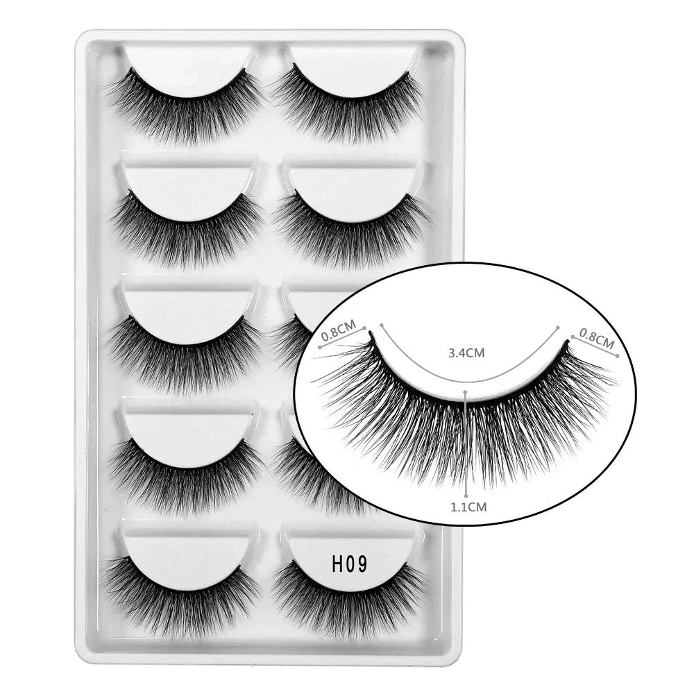 MIOFIA Lashes 5 Pairs Natural Faux Mink Eyelashes Fluffy Soft False Eyelashes Wholesale Eyelashes G800,G806,H13