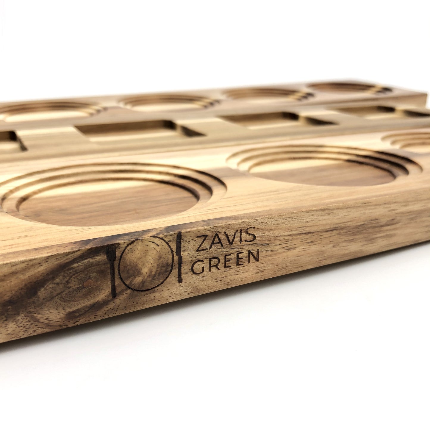 Zavis Green Acacia Wood 5 Hole Double sided Flight Board 21" |