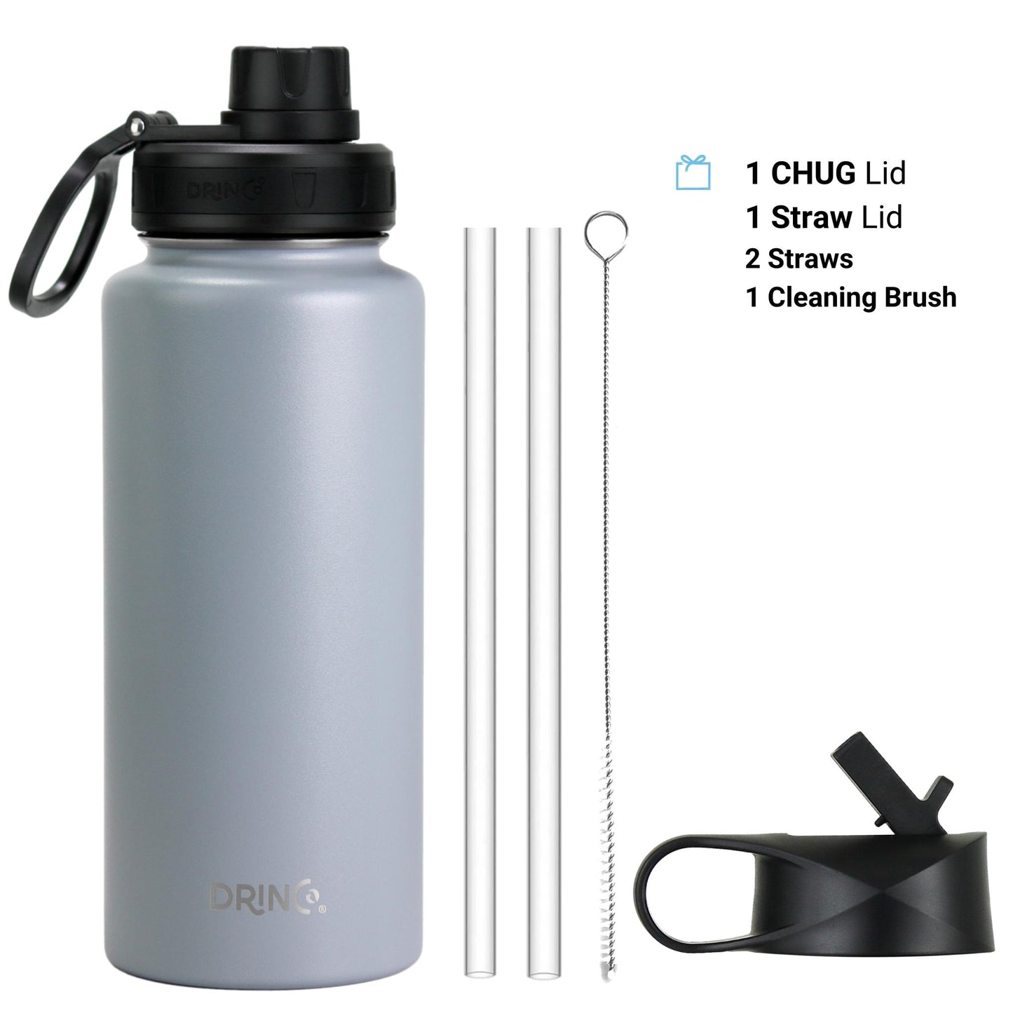 DRINCO® 32oz Stainless Steel Water Bottle - Asphalt Gray