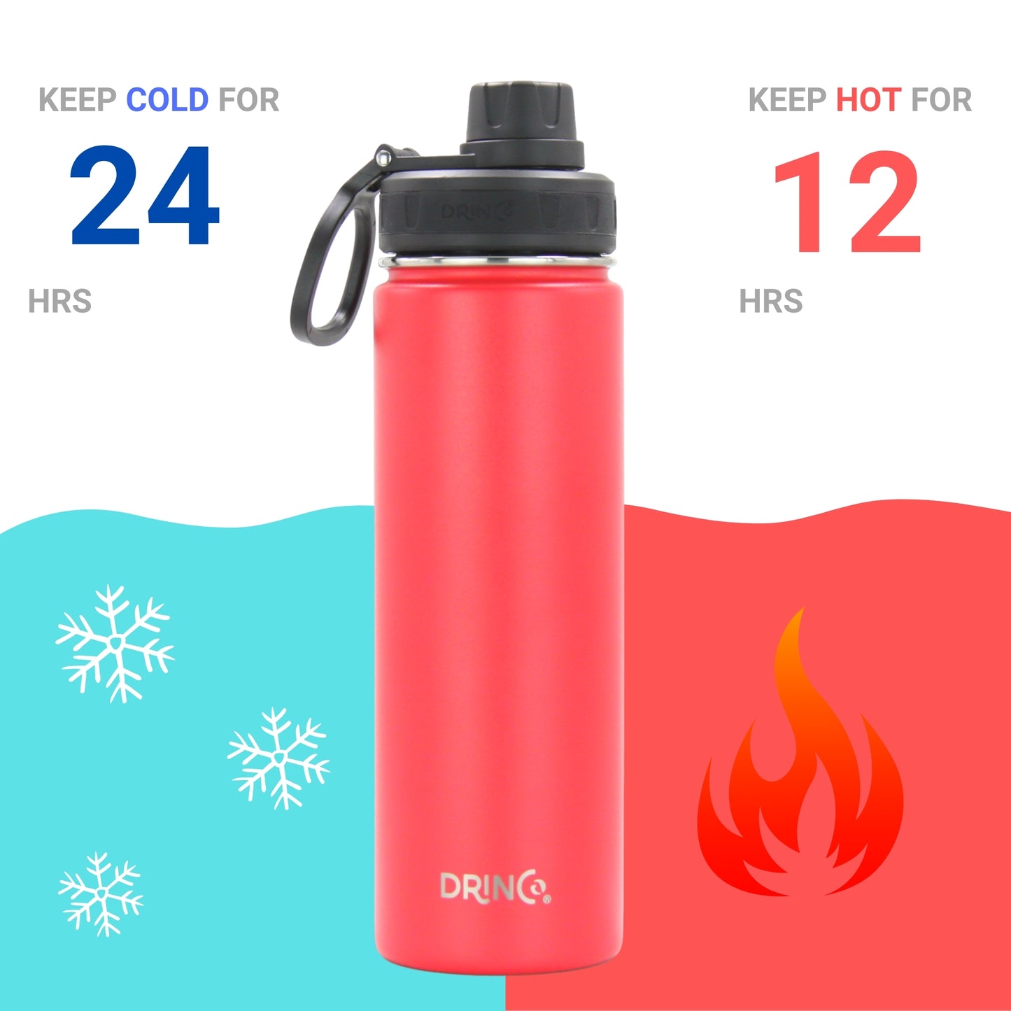 DRINCO® 22oz Stainless Steel Sport Water Bottle - Barn Red