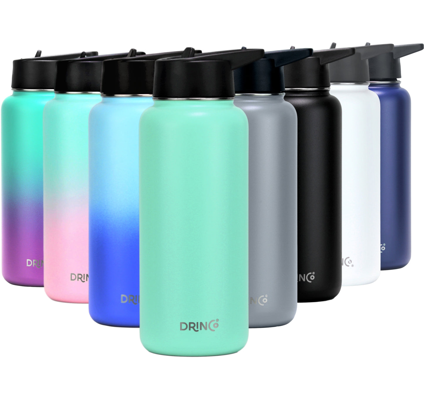 DRINCO® 32oz Stainless Steel Water Bottle (3 lids) - Teal