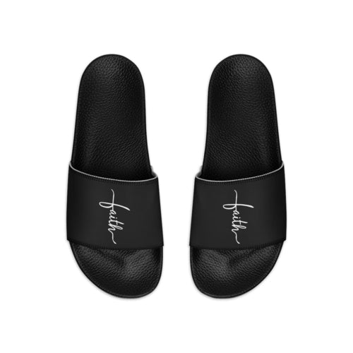 Mens Black Slide Sandals, Faith Christian Inspiration