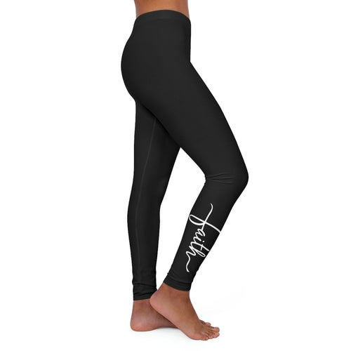 Womens Black Fitness Leggings, Faith Christian Inspiration